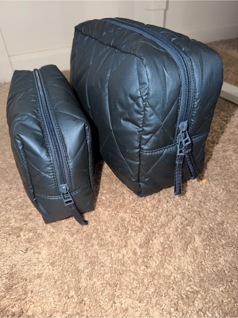 MZ Wallace Quilted Navy Travel Pouches – Set of 2
